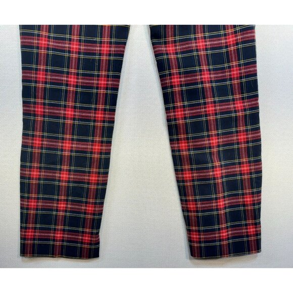 Zara Woman Plaid Trousers Size 2 Red & Black Classic Style - Picture 8 of 9